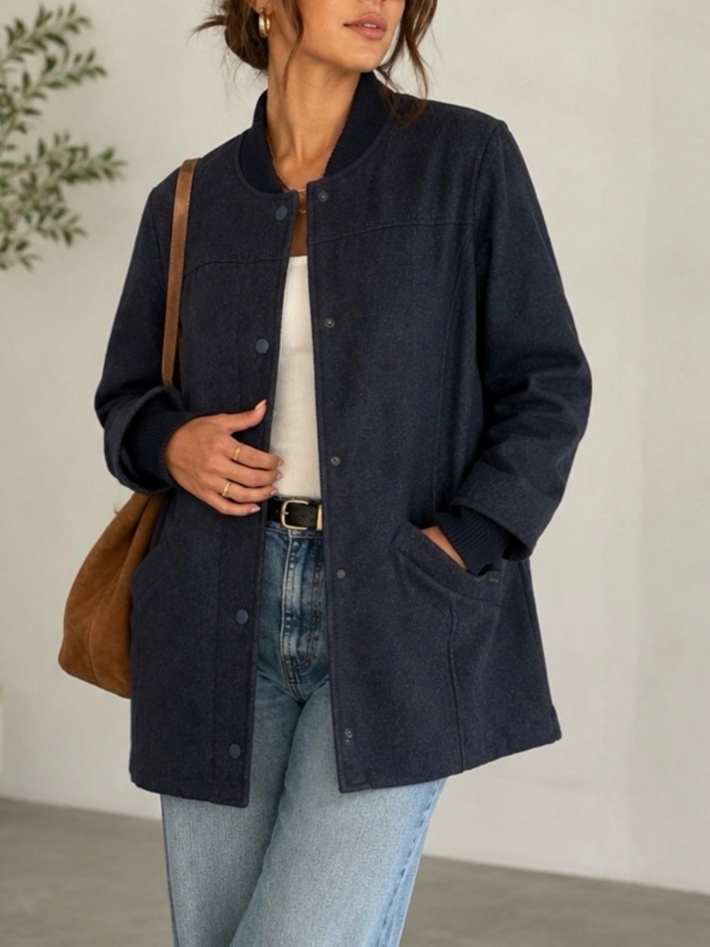 RVCA Heather Navy Wool Blend Insulated Coat Jacket Quilted Lined Size S - Picture 1 of 10